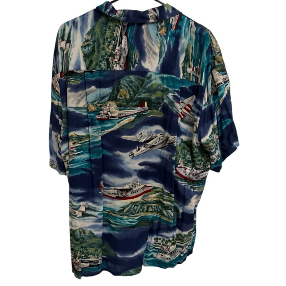Paradise Found Vintage Hawaiian Shirt XL Rayon Honolulu Hawaii Airplane Aloha - Picture 5 of 5